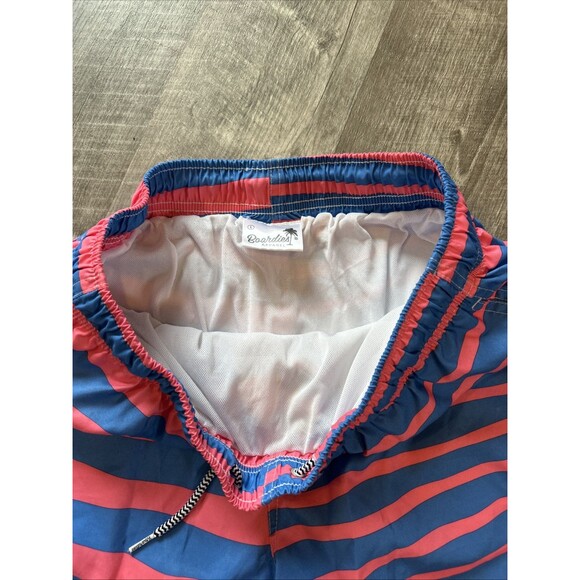Boardies Mens L Blue Pink Stripe 6" Swim Shorts Elastic Drawstring Waist Pockets - Picture 2 of 10